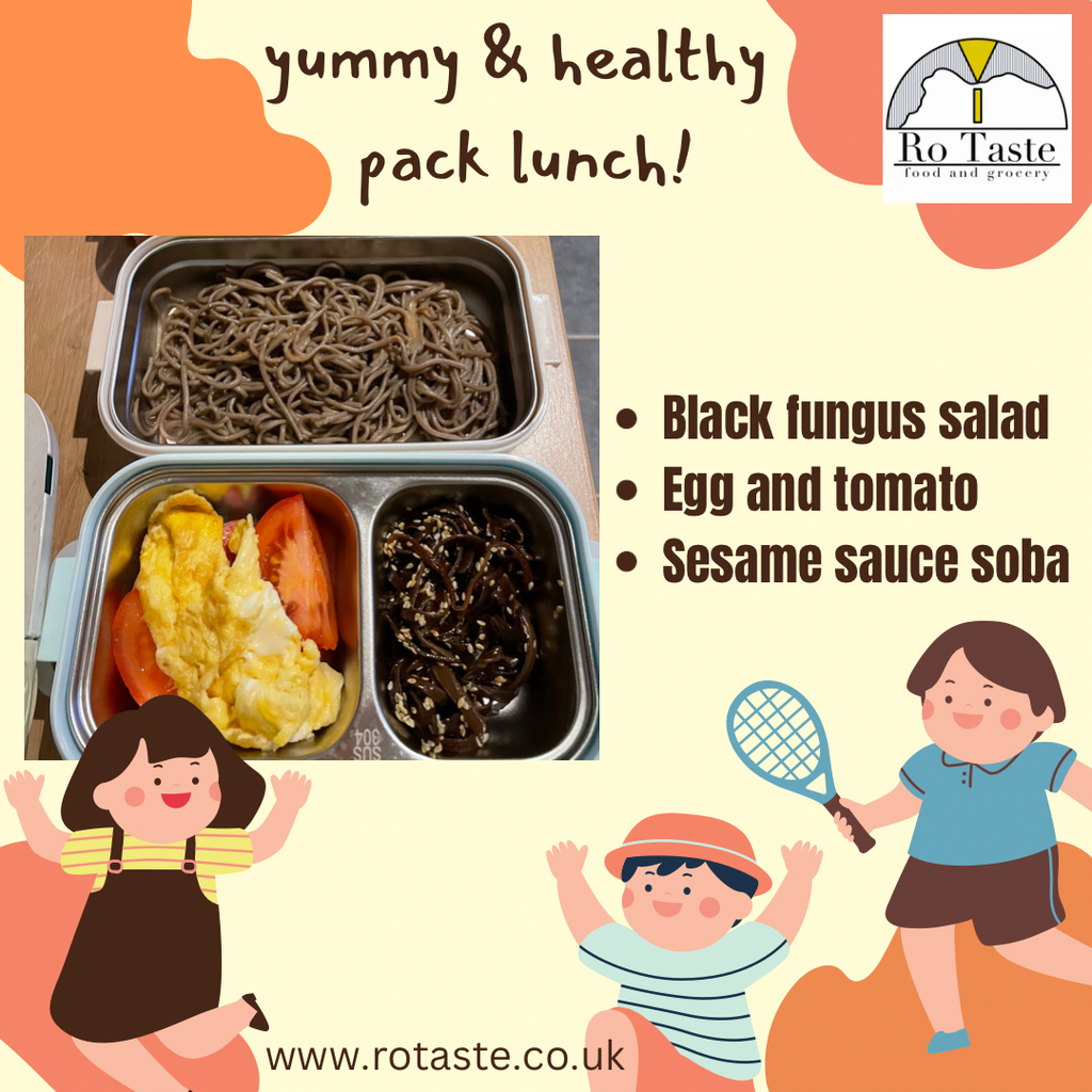 Yummy and Healthy Pack Lunch --- Black Fungus Salad, Egg & Tomato, Sesame Sauce Soba