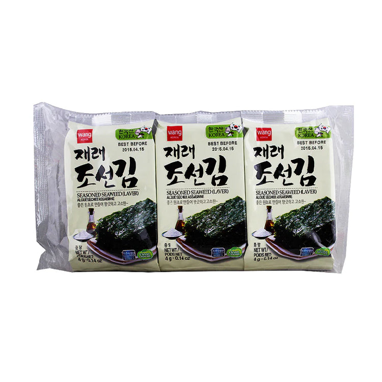 Wang Seasoned Seaweed (Laver) in Pack (Yaki Nori) 3 pack x 24g<br>韓國王記紫菜  3包 x 24g