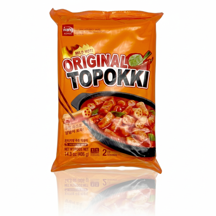 Wang Original Topokki, Mild Hot Rice Cake with Spicy Sauce, Korean Style, 14.3 oz (406g), 2 Servings