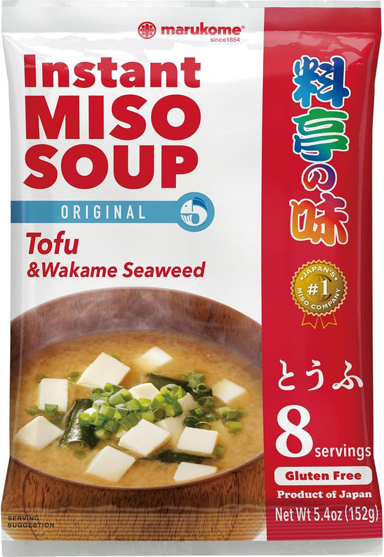 MARUKOME Instant Miso Soup with Tofu and wakame seaweed, 8 servings, 153g<br>料亭之味 豆腐海藻紙菜味噌湯